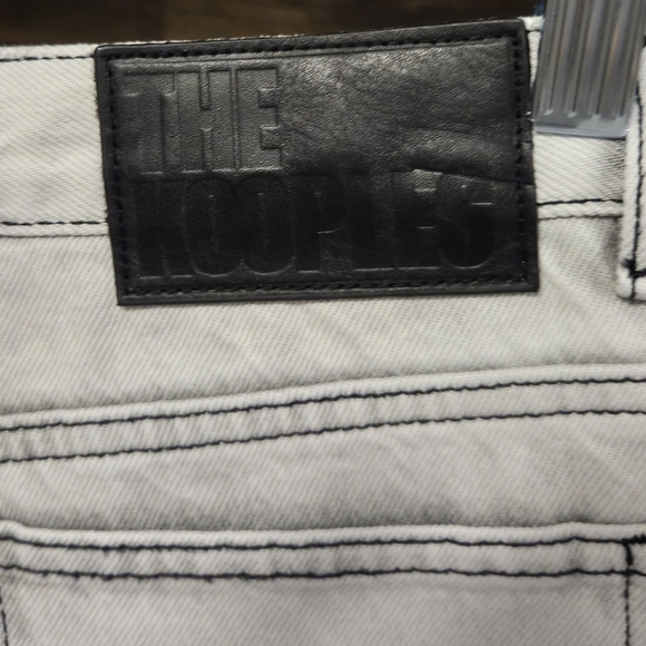 The Kooples Black Bleached Straight Jeans Sleek Design- Distressed Hem - Picture 6 of 10